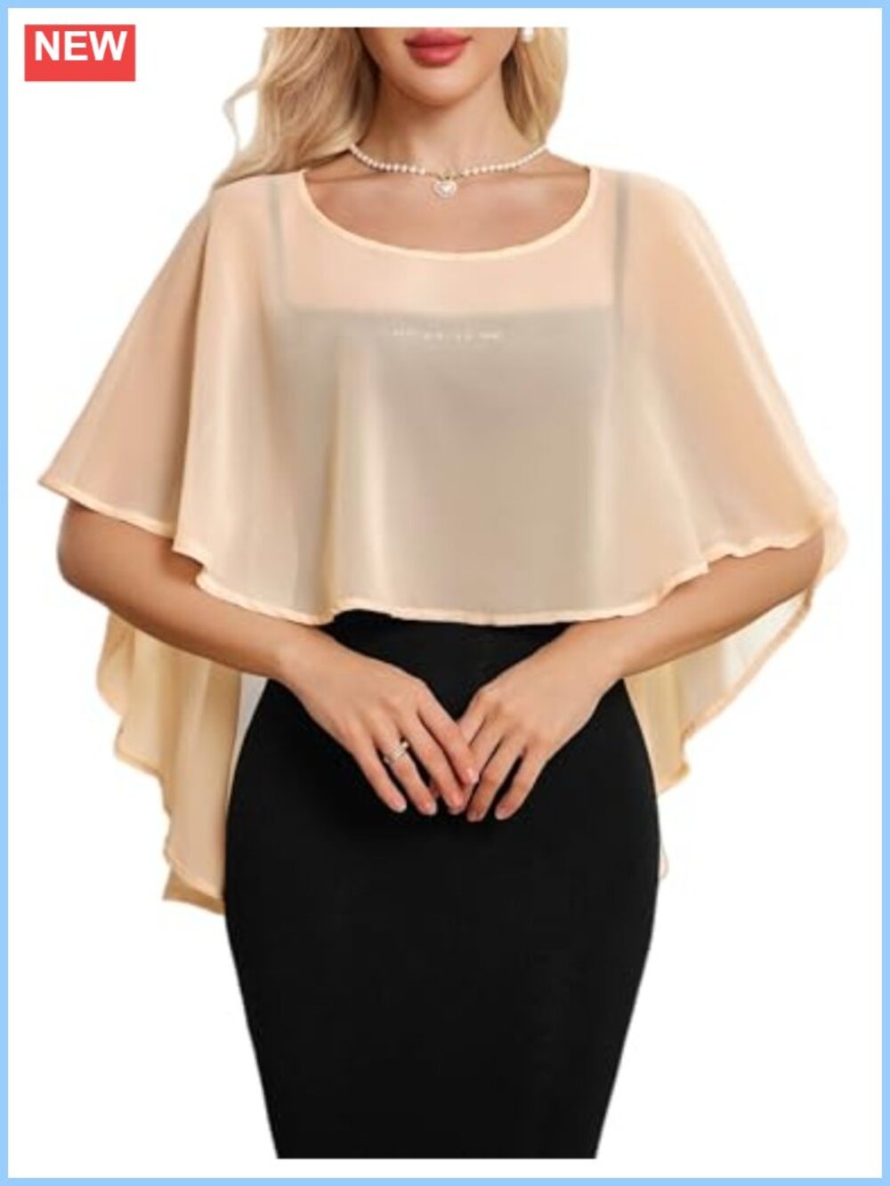 Chiffon Shawl Wrap Asymmetrical Cape for Evening Dress Wedding